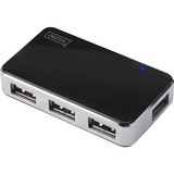 Digitus Hub 4 porte USB 2.0, Hub USB Nero/Argento, USB 2.0 Mini-B, USB 2.0, 480 Mbit/s, Nero, Argento, 0,66 m, Cina