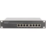 Digitus Switch Gigabit Ethernet PoE 8 porte 10'', Interruttore Non gestito, Gigabit Ethernet (10/100/1000), Full duplex, Supporto Power over Ethernet (PoE), Montaggio rack