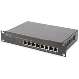 Digitus Switch Gigabit Ethernet PoE 8 porte 10'', Interruttore Non gestito, Gigabit Ethernet (10/100/1000), Full duplex, Supporto Power over Ethernet (PoE), Montaggio rack