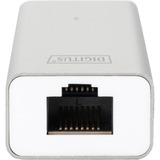 Digitus USB 3.0, Hub 3 porte & adattatore Gigabit LAN, Hub USB bianco, Hub 3 porte & adattatore Gigabit LAN, USB 3.2 Gen 1 (3.1 Gen 1) Type-A, USB 3.2 Gen 1 (3.1 Gen 1) Type-A, 1000 Mbit/s, Argento, Bianco, Alluminio, 0,2 m