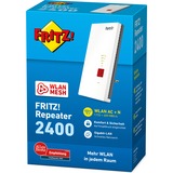 FRITZ! FRITZ!Repeater 2400, Ripetitore Repeater 2400, Ripetitore di rete, 1733 Mbit/s, Collegamento ethernet LAN, Bianco