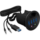 ICY BOX IB-HUB1403A presa energia Nero, Hub USB Nero, Nero, Plastica, Potenza, 69 mm, 69 mm, 70 mm