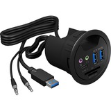 ICY BOX IB-HUB1404A presa energia Nero, Hub USB Nero, Nero, Plastica, 68 mm, 69 mm, 70 mm, 156 g
