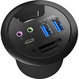 ICY BOX IB-HUB1404A presa energia Nero, Hub USB Nero, Nero, Plastica, 68 mm, 69 mm, 70 mm, 156 g