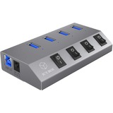 ICY BOX IB-HUB1405 USB 3.2 Gen 1 (3.1 Gen 1) Type-B 5000 Mbit/s Antracite, Hub USB argento, USB 3.2 Gen 1 (3.1 Gen 1) Type-B, USB 3.2 Gen 1 (3.1 Gen 1) Type-A, 5000 Mbit/s, Antracite, Alluminio, Attività, Potenza