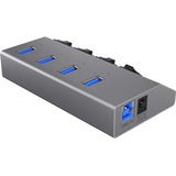 ICY BOX IB-HUB1405 USB 3.2 Gen 1 (3.1 Gen 1) Type-B 5000 Mbit/s Antracite, Hub USB argento, USB 3.2 Gen 1 (3.1 Gen 1) Type-B, USB 3.2 Gen 1 (3.1 Gen 1) Type-A, 5000 Mbit/s, Antracite, Alluminio, Attività, Potenza