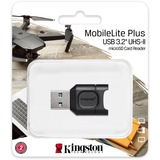 Kingston MobileLite Plus lettore di schede USB 3.2 Gen 1 (3.1 Gen 1) Type-A Nero Nero, MicroSD (TransFlash), Nero, USB 3.2 Gen 1 (3.1 Gen 1) Type-A, 36,6 mm, 20 mm, 7,5 mm