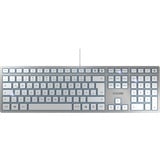 CHERRY KC 6000 Slim tastiera Universale USB AZERTY Francese Argento, Bianco argento, Full-size (100%), Cablato, USB, AZERTY, Argento, Bianco