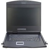 Digitus Console modulare con TFT da 19" (48,3 cm), 16 porte e touchpad, tastiera tedesca, Switch KVM 3 cm), 16 porte e touchpad, tastiera tedesca, 48,3 cm (19"), 1366 x 768 Pixel, 1000:1, TFT, 16,78 milioni di colori, VGA