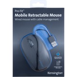 Kensington Mouse Pro Fit portatile con cavo riavvolgibile Nero, Ottico, Nero
