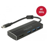 DeLOCK 63931 hub di interfaccia USB 3.2 Gen 1 (3.1 Gen 1) Type-C 5000 Mbit/s Nero, Hub USB Nero, USB 3.2 Gen 1 (3.1 Gen 1) Type-C, USB 3.2 Gen 1 (3.1 Gen 1) Type-A, 5000 Mbit/s, 3840 x 2160 Pixel, Nero, Alluminio, Metallo