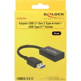 DeLOCK 65698 cavo USB 0,15 m USB 3.2 Gen 2 (3.1 Gen 2) USB A USB C Nero, Adattatore Nero, 0,15 m, USB A, USB C, USB 3.2 Gen 2 (3.1 Gen 2), Maschio/Femmina, Nero