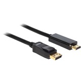 DeLOCK Cable Displayport > HDMI m/m 2m Nero, Cavo Nero, 2 m, Nero, Maschio/Maschio, Displayport/HDMI