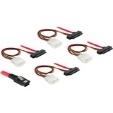 DeLOCK Cable mini SAS 36pin to 4x SAS 29pin cavo SCSI Rosso 0,5 m, Adattatore rosso, Rosso, 0,5 m, Mini SAS 36pin/4 SAS 29pin + 5¼” Power