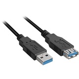Sharkoon 3m, 2xUSB3.0-A cavo USB USB 3.2 Gen 1 (3.1 Gen 1) USB A Nero, Cavo di prolunga Nero, 2xUSB3.0-A, 3 m, USB A, USB A, USB 3.2 Gen 1 (3.1 Gen 1), Maschio/Femmina, Nero
