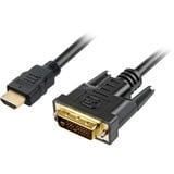 Sharkoon 5m, HDMI/DVI-D Nero, Cavo Nero, HDMI/DVI-D, 5 m, HDMI, DVI-D, Maschio, Maschio, 1920 x 1080 Pixel