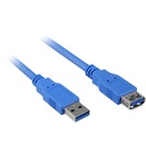 Sharkoon USB 3.0 M>F cavo USB 3 m Blu, Cavo di prolunga blu, 3 m, Maschio/Femmina, 5000 Mbit/s, Blu
