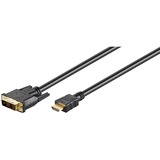 goobay MMK 630-200 G 2.0m (HDMI-DVI) 2 m DVI-D, Adattatore Nero, 2 m, HDMI, DVI-D, Maschio/Maschio