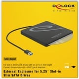 DeLOCK 42604 box per lettore ottico 13,3 cm (5.25") SATA III Nero, Disk enclosure Nero, 13,3 cm (5.25"), SATA III, Initio INIC-3619, 5 Gbit/s, USB, Ogni marca