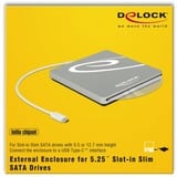 DeLOCK 42605 box per lettore ottico 13,3 cm (5.25") SATA III Argento, Disk enclosure argento, 13,3 cm (5.25"), SATA III, Initio INIC-3619, 5 Gbit/s, USB, Ogni marca