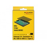 DeLOCK 42609 contenitore di unità di archiviazione Box esterno SSD Nero M.2, Disk enclosure Nero, Box esterno SSD, M.2, PCI Express, 10 Gbit/s, Collegamento del dispositivo USB, Nero
