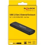 DeLOCK 42615 contenitore di unità di archiviazione Box esterno SSD Nero M.2, Disk enclosure Nero, Box esterno SSD, M.2, M.2, 10 Gbit/s, Collegamento del dispositivo USB, Nero