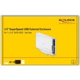 DeLOCK 42623 contenitore di unità di archiviazione Box esterno HDD/SSD Trasparente 2.5/3.5", Disk enclosure trasparente, Box esterno HDD/SSD, 2.5/3.5", Serial ATA III, Hot-swap, Collegamento del dispositivo USB, Trasparente