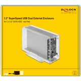 DeLOCK 42624 contenitore di unità di archiviazione Box esterno HDD/SSD Trasparente 2.5/3.5", Disk enclosure trasparente, Box esterno HDD/SSD, 2.5/3.5", SATA, Hot-swap, Collegamento del dispositivo USB, Trasparente