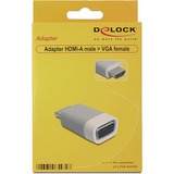 DeLOCK 65472 adattatore per inversione del genere dei cavi HDMI-A VGA Bianco grigio, HDMI-A, VGA, Bianco