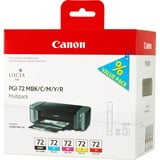 Canon 5 Cartucce d'inchiostro Multipack PGI-72 MBK/C/M/Y/R Resa standard, Ciano, Magenta, Nero opaco, Rosso, Giallo, 5 pz, 1640 pagine, 710 pagine, Confezione multipla