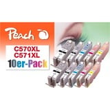 Peach 0F319980 cartuccia d'inchiostro 10 pz Nero, Ciano, Magenta, Nero per foto, Giallo Nero, Ciano, Magenta, Nero per foto, Giallo, Inchiostro a base di pigmento, Inchiostro colorato, 13 ml, 10 pz, Confezione multipla