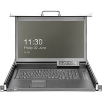 Digitus Console KVM LCD HD modulare con TFT 17" 16 porte VGA, Switch KVM Nero