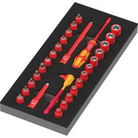Wera Inserto in schiuma 8007 A VDE Zyklop VDE Cricchetto Set 1, 1/4", chiave combinata   Nero/Rosso