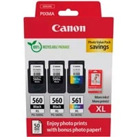 Canon 3712C012 cartuccia d'inchiostro 3 pz Originale Resa elevata (XL) Nero, Ciano, Magenta, Giallo Resa elevata (XL), Nero, Ciano, Magenta, Giallo, 3 pz, Confezione di qualità per foto