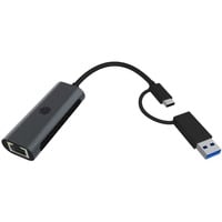 ICY BOX IB-LAN301-C3 Ethernet 2500 Mbit/s, Scheda di rete Cablato, USB Type-A/USB Type-C, Ethernet, 2500 Mbit/s, Antracite