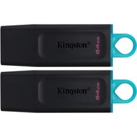 Kingston DataTraveler Drive Flash USB 3.2 Nero + Verde ottanio - 2 pezzi - ® Exodia, Chiavetta USB Nero/Turchese, 64 GB, USB tipo A, 3.2 Gen 1 (3.1 Gen 1), Cuffia, 22 g, Nero, Turchese
