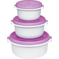 Emsa 508455 recipiente per cibo Rotondo Set Blackberry, Bianco 3 pz, Casella bianco/Viola, Set, Rotondo, Blackberry, Bianco, Polipropilene (PP), 3 pz