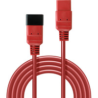 Lindy 30125 cavo di alimentazione Nero, Rosso 3 m Accoppiatore C20 Accoppiatore C19, Cavo di prolunga rosso, 3 m, Accoppiatore C20, Accoppiatore C19, 250 V, 16 A