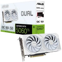 ASUS Dual -RTX5060TI-O16G-WHITE NVIDIA GeForce RTX 5060 Ti 16 GB GDDR7, Scheda grafica bianco, GeForce RTX 5060 Ti, 16 GB, GDDR7, 128 bit, 7680 x 4320 Pixel, PCI Express 5.0