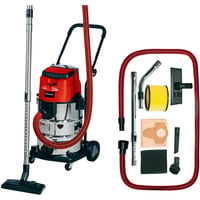 EINHELL TE-VC 36/30 Li S-Solo 30 L Aspiratore a cilindro Secco e bagnato Sacchetto per la polvere, Aspira bagnato / asciutto rosso/Argento, Aspiratore a cilindro, Secco e bagnato, Sacchetto per la polvere, 30 L, Filtro, 76 dB