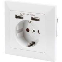 Digitus Presa di sicurezza da incasso, con 2x USB-A bianco
