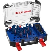 Bosch EXPERT CONSTRUCTION MATERIAL sega per trapano 6 pz, Sega a tazza Set, Trapano, Mattone, Truciolato, Plastica, Legno dolce, Piastrella, Blu, Oro, Rosso, Acciaio inox, Carburo di tungsteno (TC), 6 cm