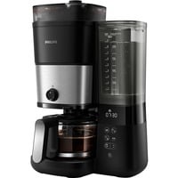 Philips HD7888/01 macchina per caffè Automatica Macchina da caffè con filtro 1,25 L, Macchina fa filtro Nero/in acciaio inox, Macchina da caffè con filtro, 1,25 L, Chicchi di caffè, Macinatore integrato, 1000 W, Nero, Argento