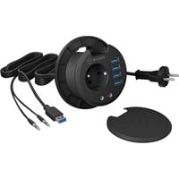 ICY BOX IB-HUB1430 presa energia Nero, Hub USB Nero, Plastica, Type F (CEE 7/4), 80 mm, 800 mm, 550 mm