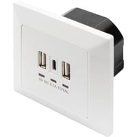 Digitus Presa da incasso, con porte USB A e USB-C bianco