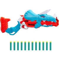 Hasbro DinoSquad - Tricera-blast (blaster con alloggiamento per caricamento di 3 dardi, con supporto dardi e design dinosauro Triceratopo, include 12 dardi Elite), Pistola NERF celeste/Orange, con supporto dardi e design dinosauro Triceratopo, include 12 dardi Elite), Blaster giocattolo, 8 anno/i, 99 anno/i, 544 g