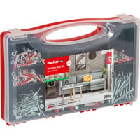fischer Meister-Box XL Soggiorno + Viti, Tassello grigio chiaro/Rosso