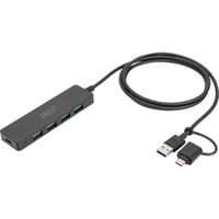 Digitus Hub USB 3.0 4 porte linea sottile Nero