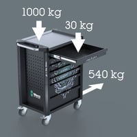 Wera 9706 Tool Rebel Carrello da officina Stainless 2, con equipaggiamento, Carrelli per attrezzi Nero/Argento