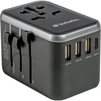 Verbatim 49546 Caricabatterie per dispositivi mobili, Viaggio di spina Nero/Argento, Policarbonato (PC), 2500 W, 75 mm, 50 mm, 54 mm, 180 g
